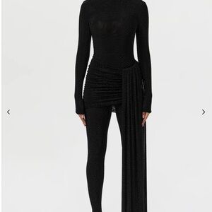 Naked Wardrobe Black Jumpsuit with Rhinestone Detail